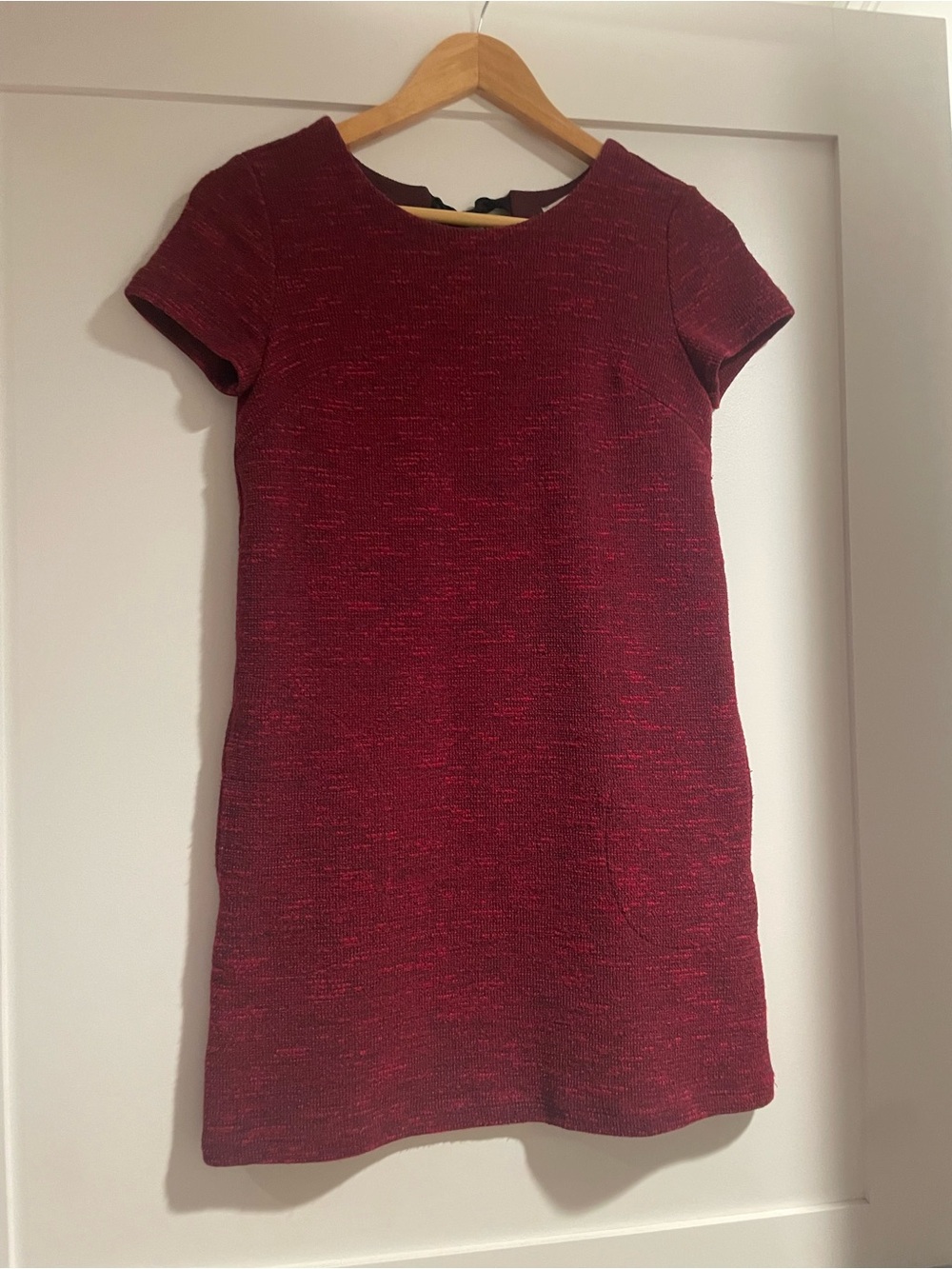 LOFT Short Sleeve Knit Shift Dress - Deep Wine Red